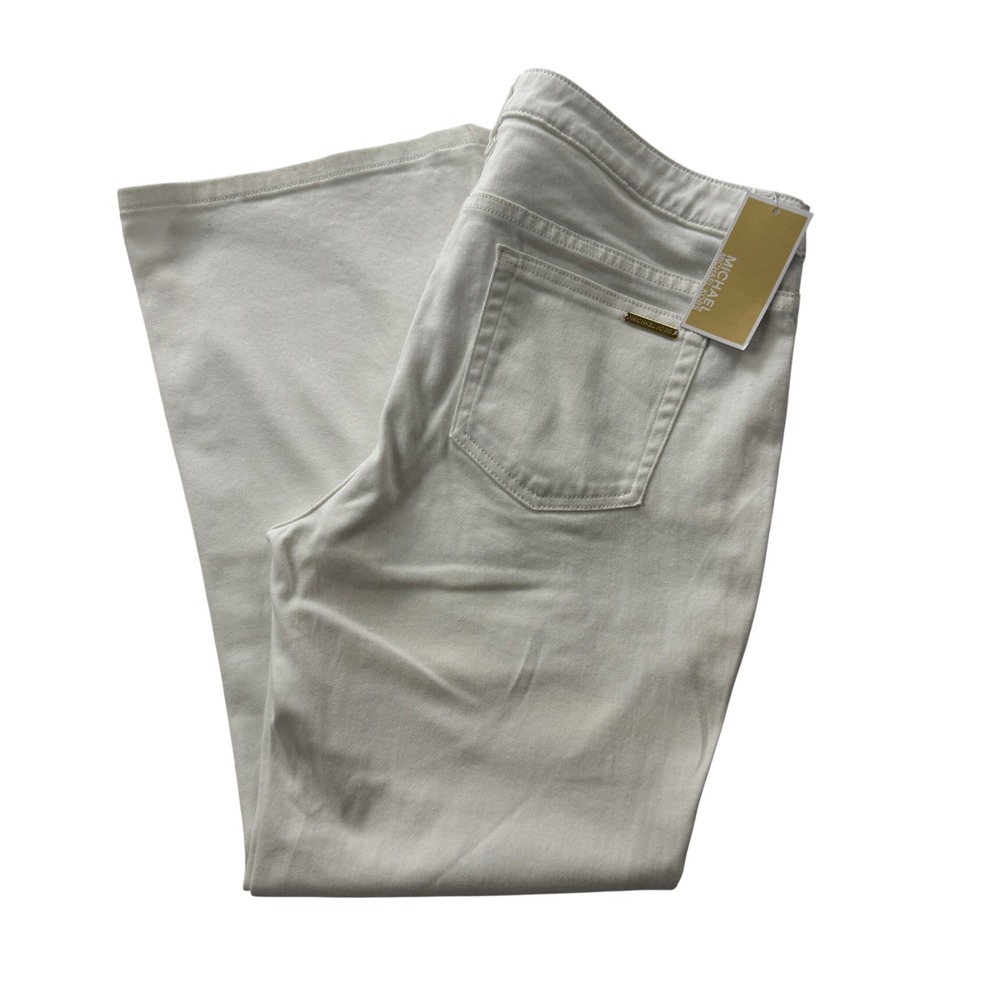 Michael Kors Womens White Denim Flare Split Hem Jean Gold Hardware QS89CM294L 10